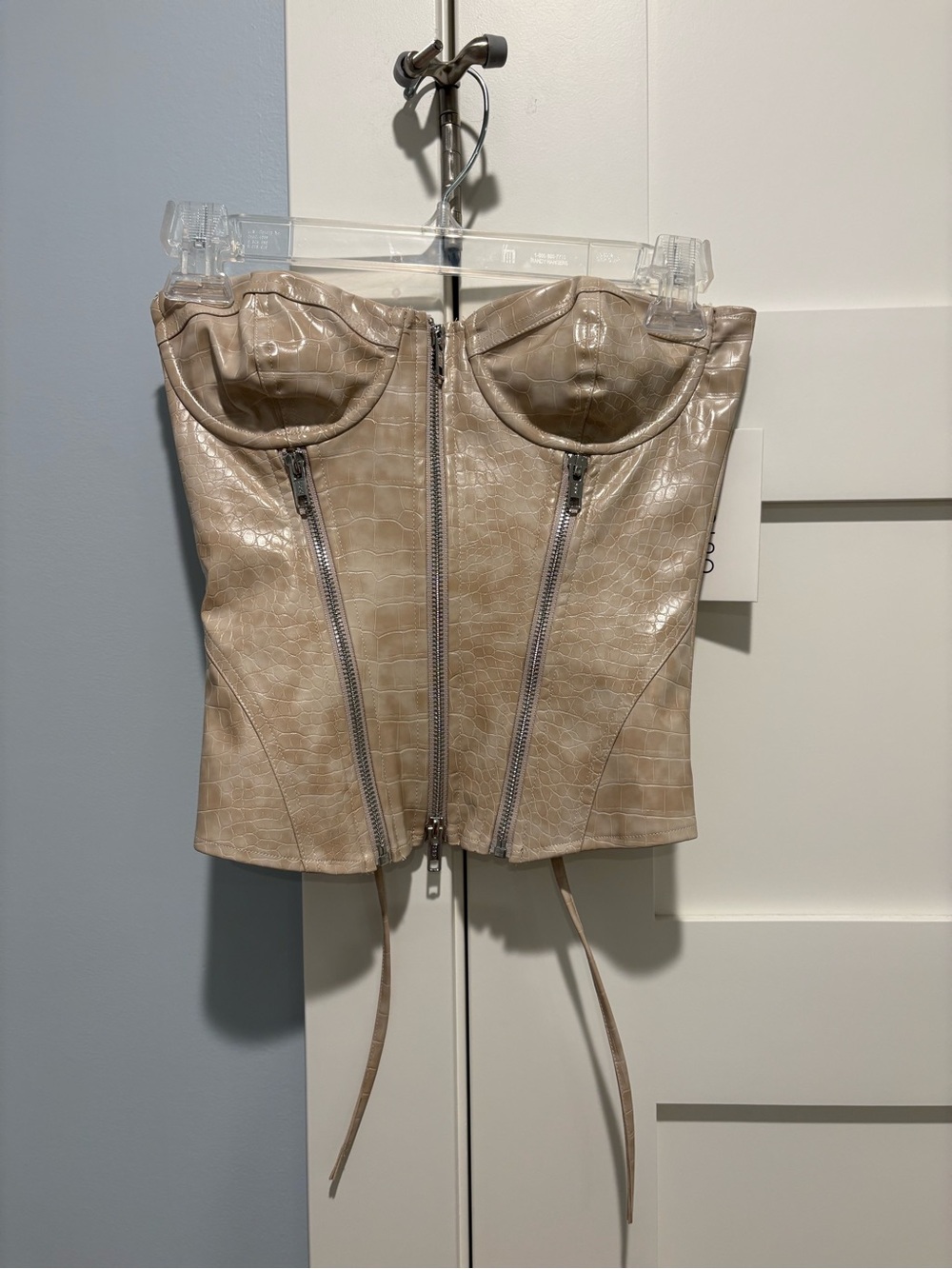 Outcast Beige Faux-Croc Bustier Top